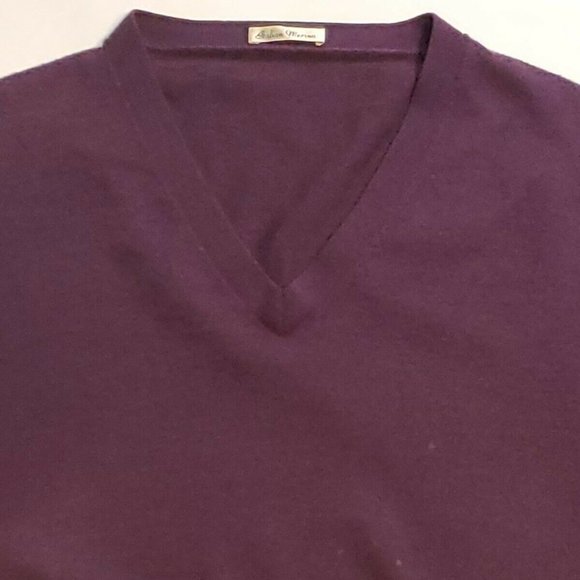 VTG Men’s Large 100% Italian Extra Fine MERINO WOOL Sweater Purple EUC - Picture 2 of 8